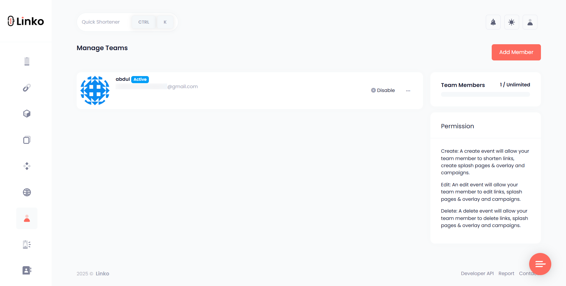 How to Track Links For Free: 8 Best Free Link Trackers 13 Adding team members at Linko