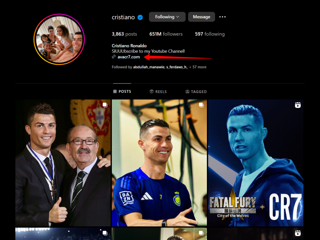 10 Benefits of URL Shortener & Why You Need One Today 7 Cristiano Ronaldo Instagram Bio Profile With Branded Link in His Bio