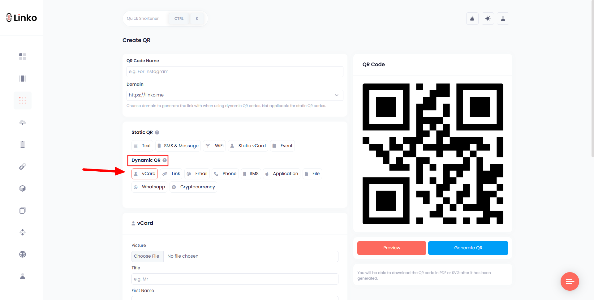 How to Generate a QR Code For vCard - Free vCard QR Code 3 Create a dynamic vCard QR Code