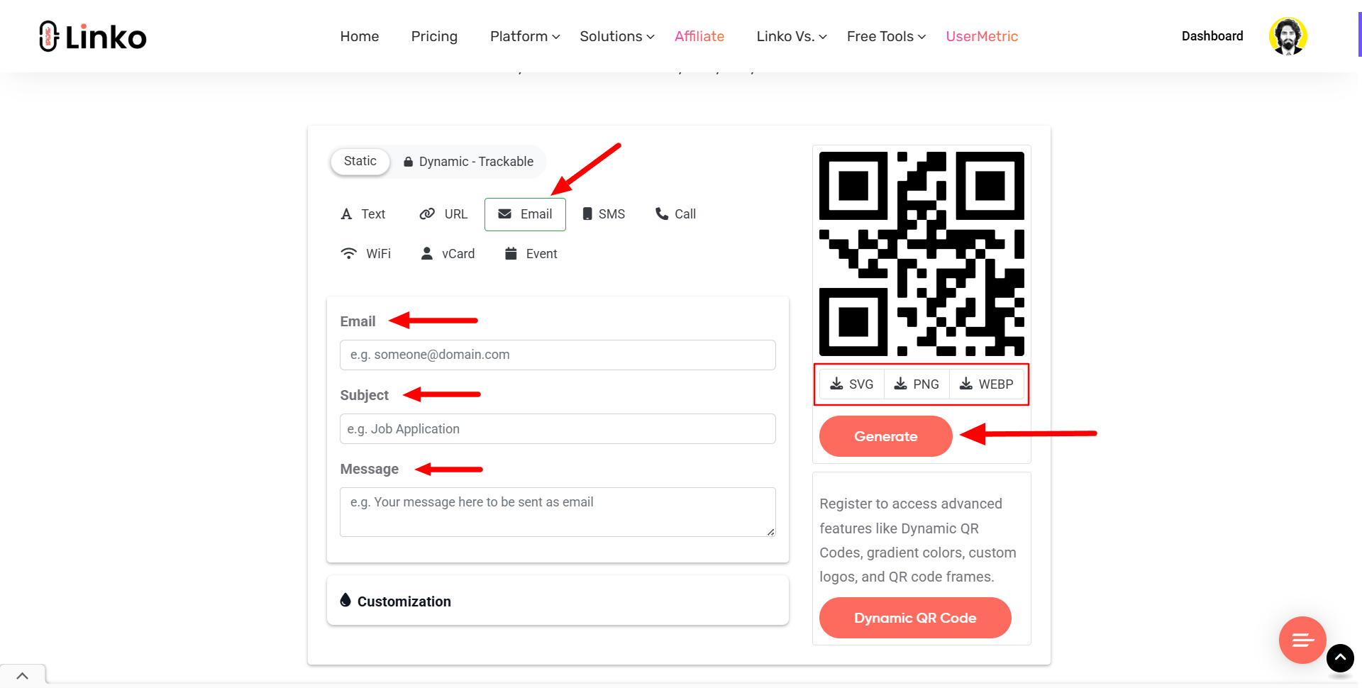 Free Email QR Code Generator