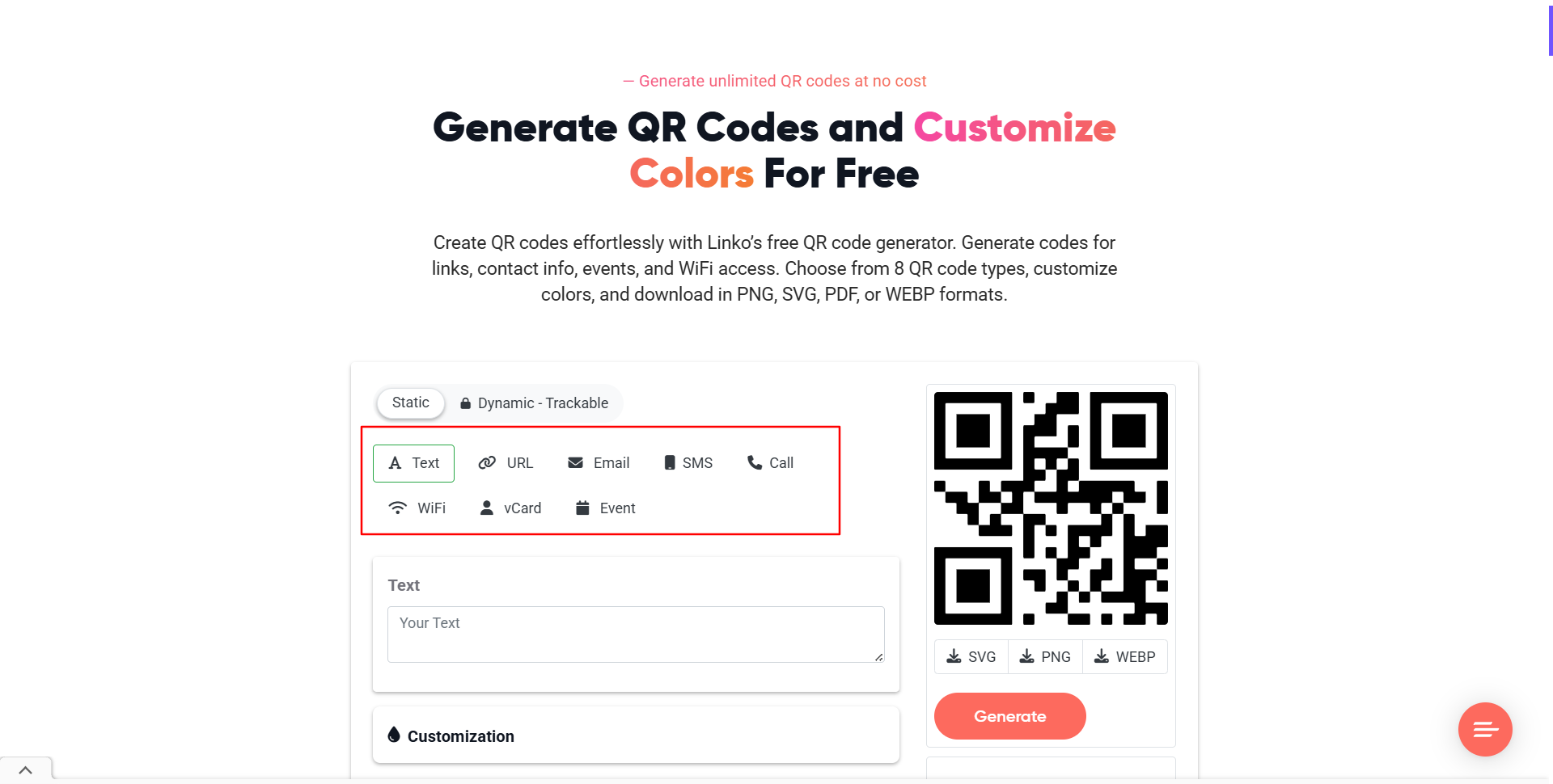 Free QR Code Generator – Create a QR Code with Custom Colors 8 Free QR Code Generator