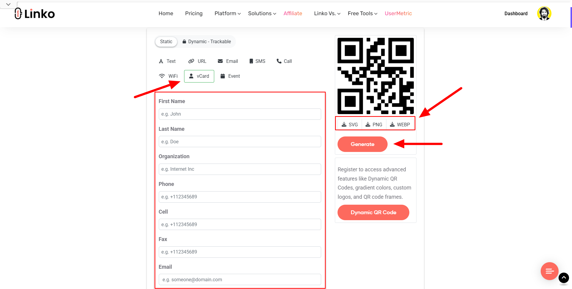 How to Generate a QR Code For vCard - Free vCard QR Code 2 Free vCard QR Code Generator