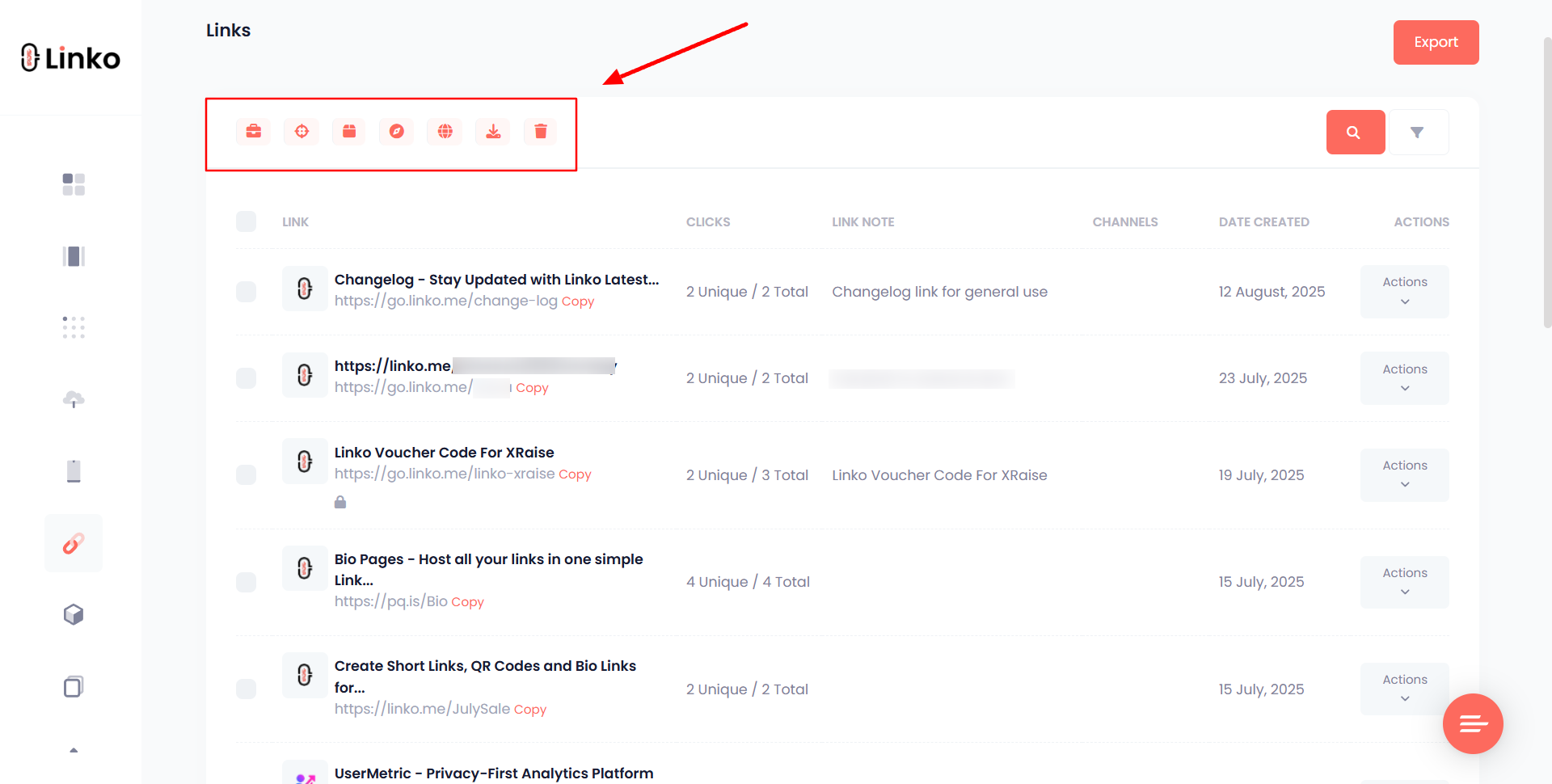 Bulk Link Management Options at Linko