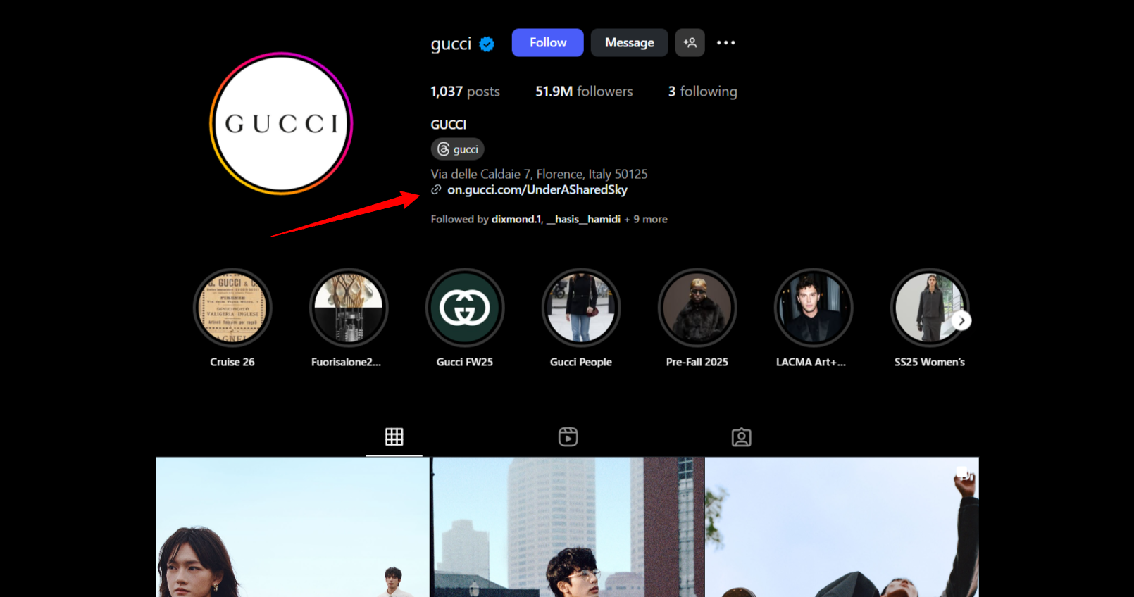 Vanity URL 101: What It Is and How to Create One 2 GUCCI Instagram Profile With Their Own Vanity URL in The Bio