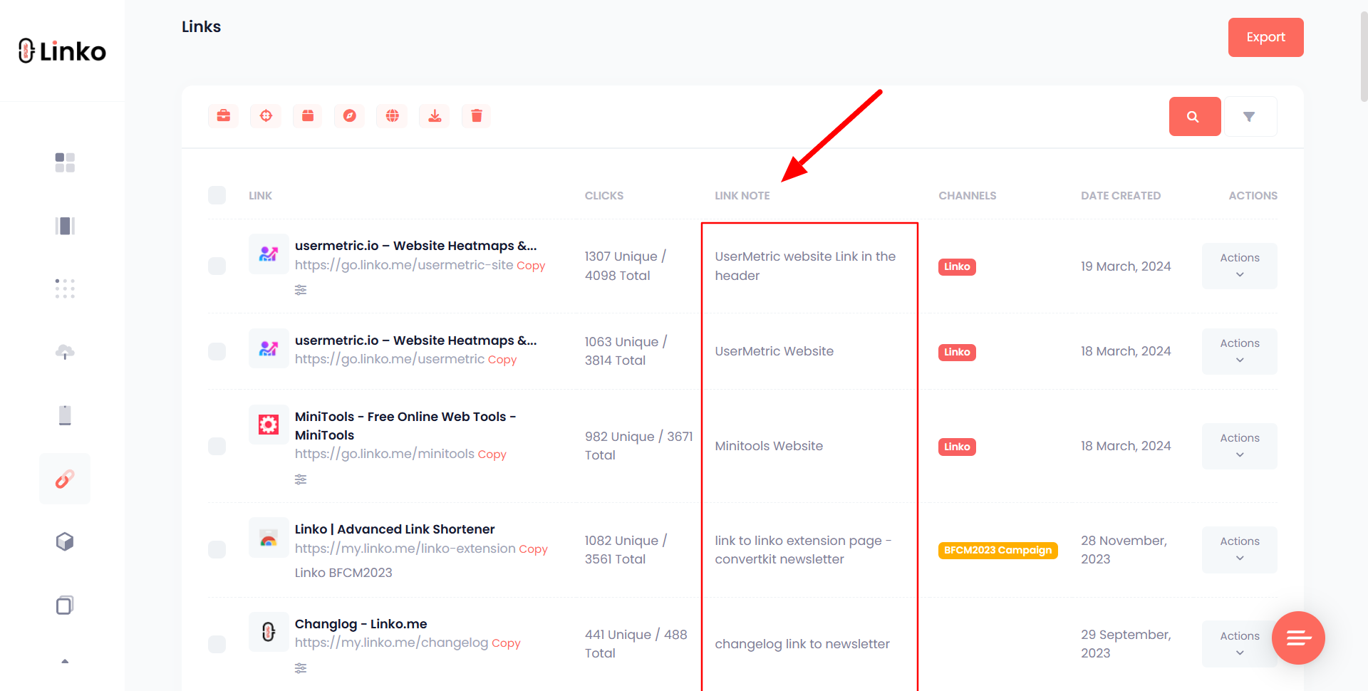 Link Note Demonstration at Linko