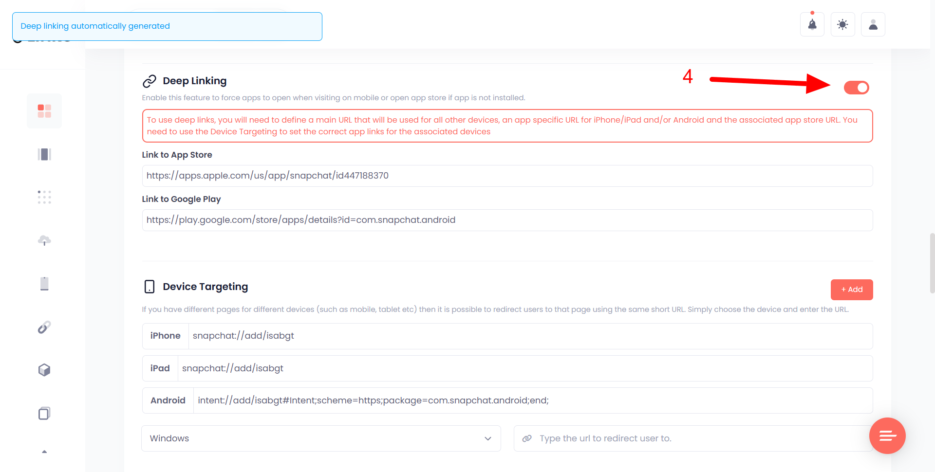 Generating Deep Links For Snapchat Profile