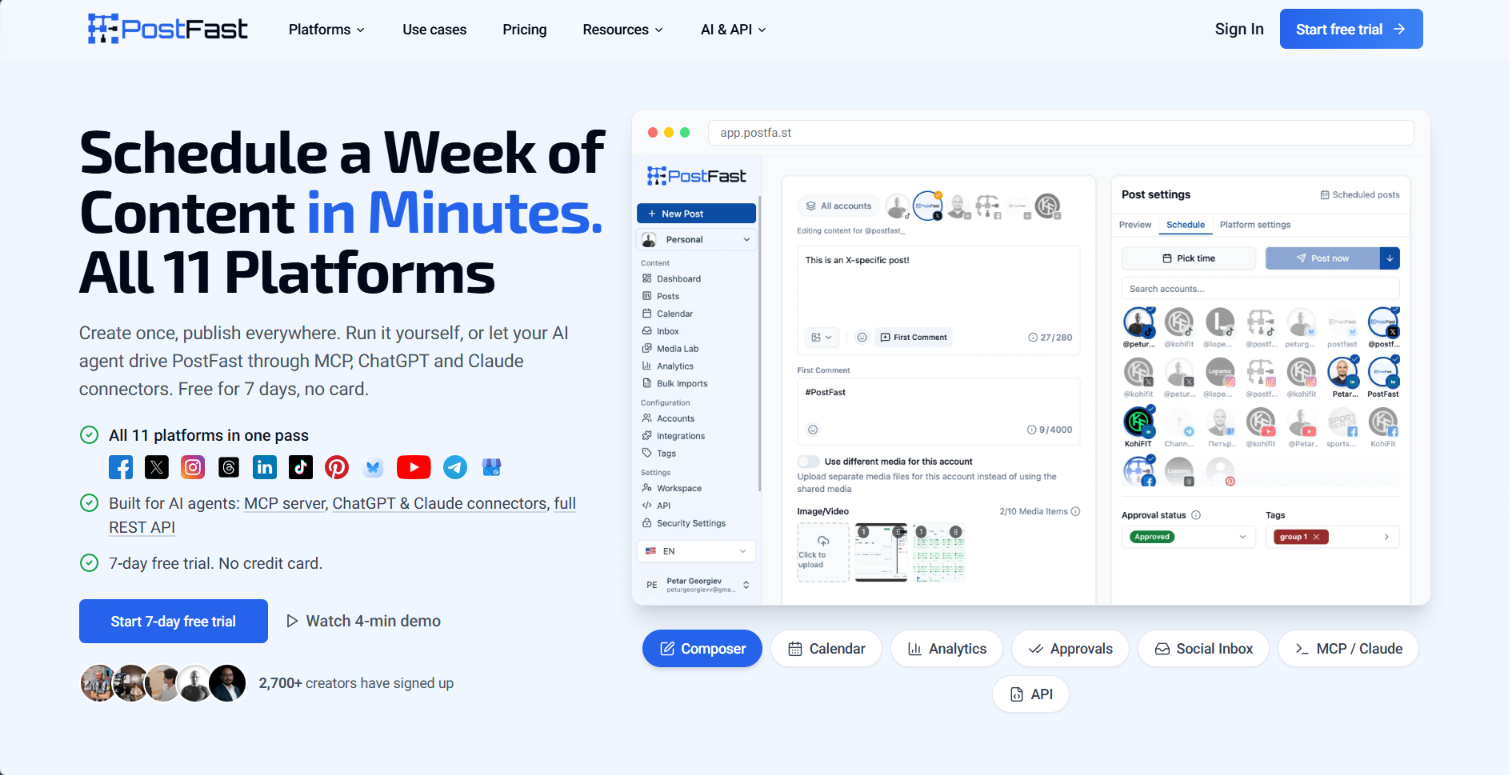 Postfa.st landing page