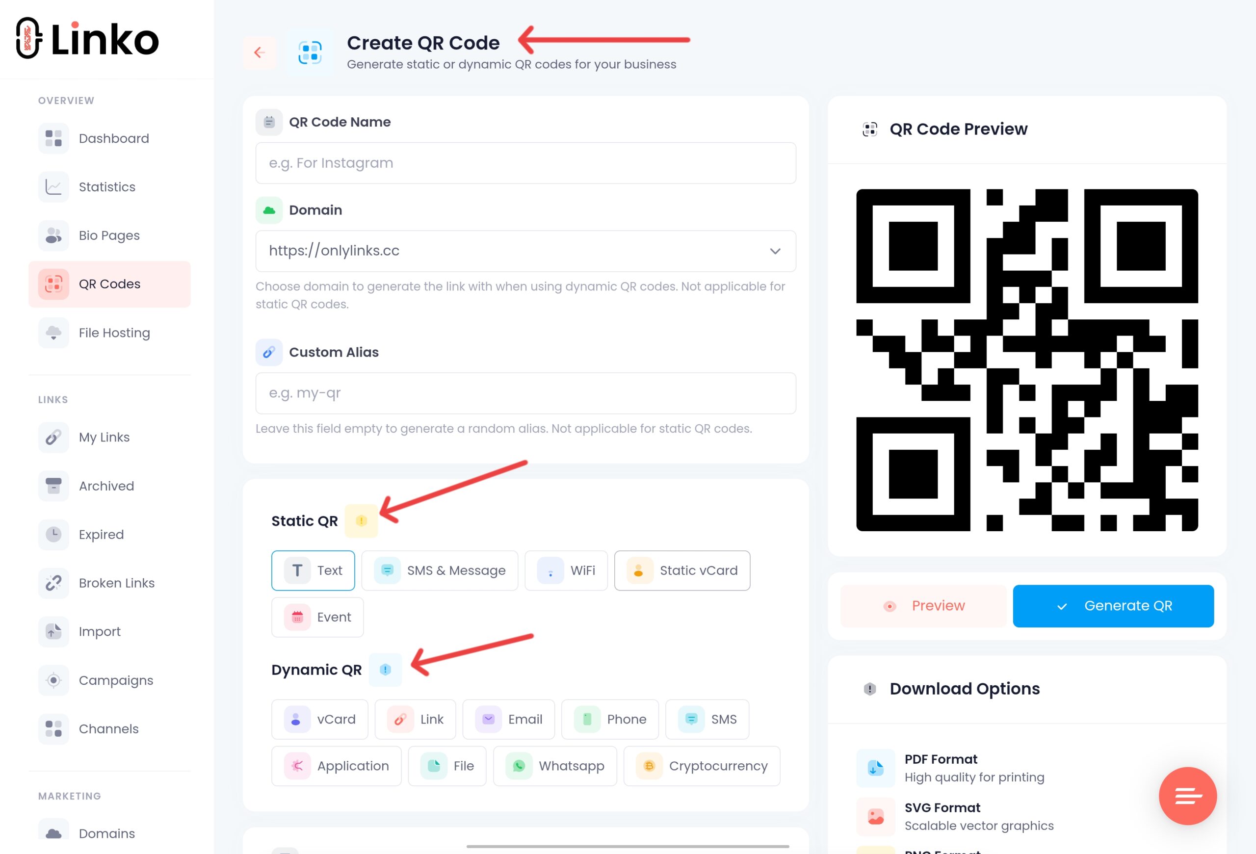 Best goo.gl Alternative (Plus How to Fix Broken Links) 3 Linko QR Code Editor