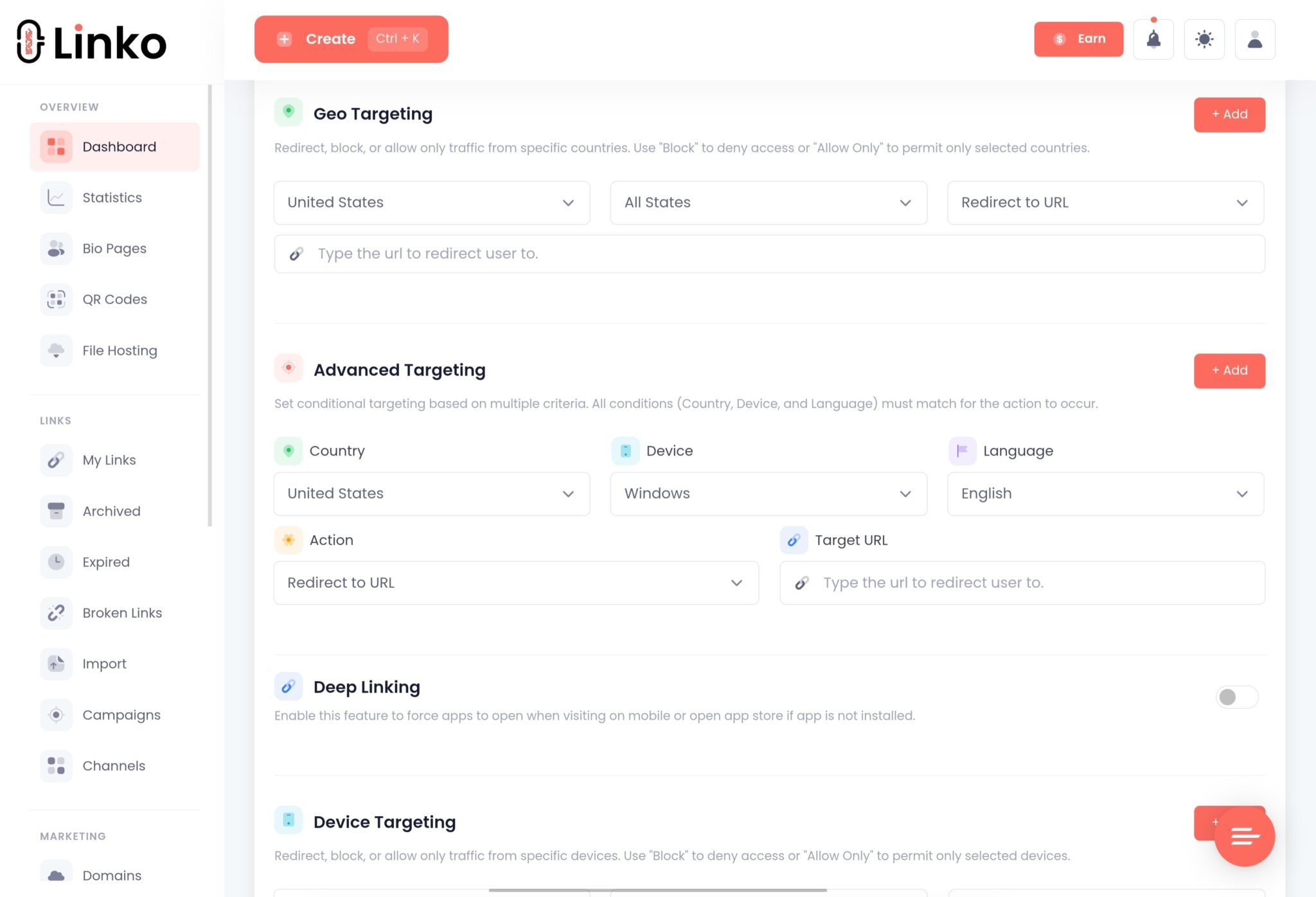 Linko Advanced Targeting 