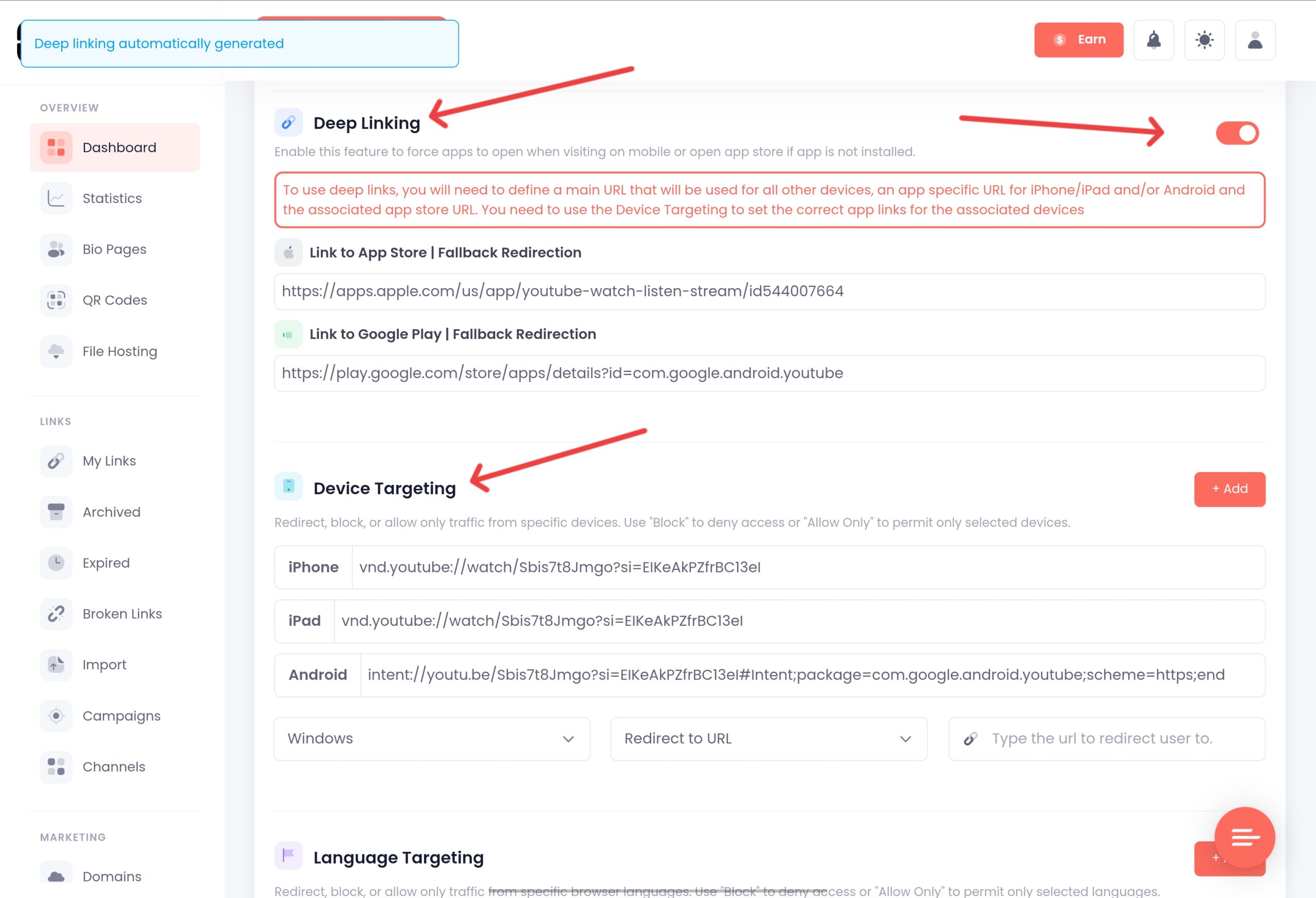 Creating a YouTube Deep Link by Linko
