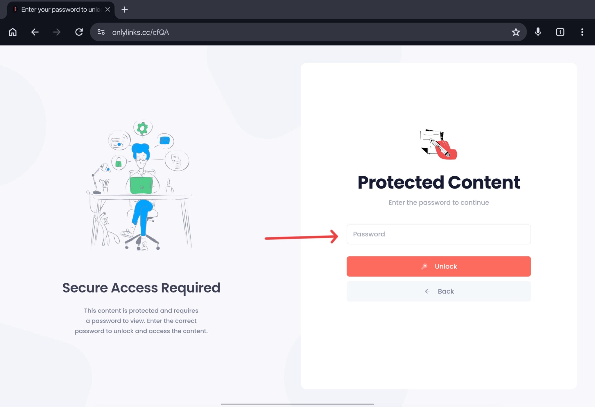 A password protected short link by Linko