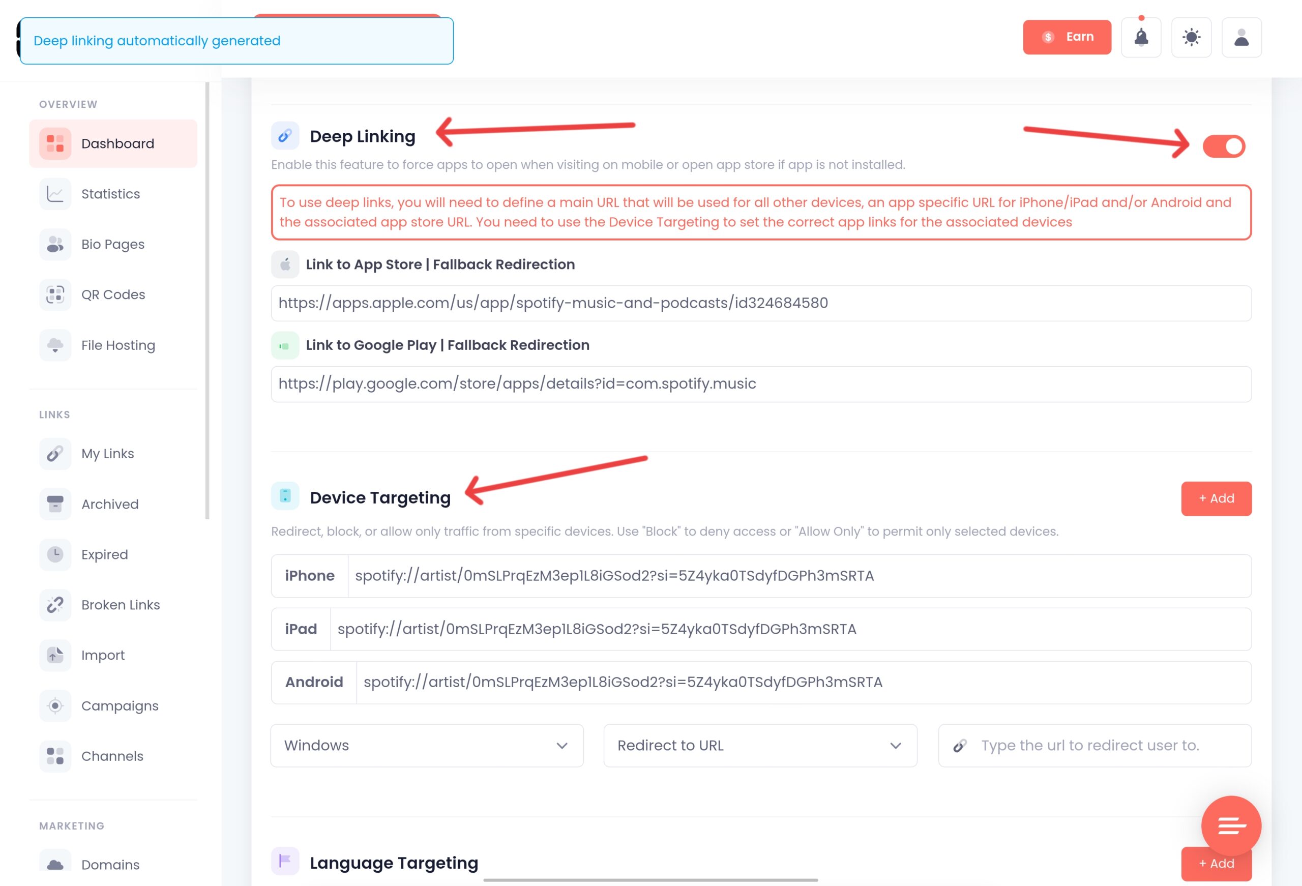 Creating a Spotify Deep Link at Linko 