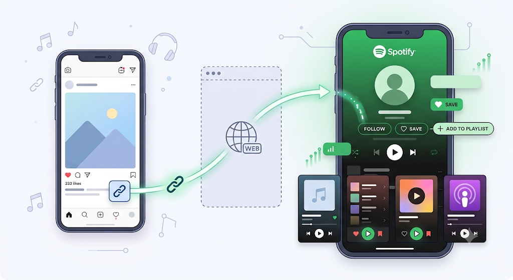 Illustration explaining how Spotify Deep Link works