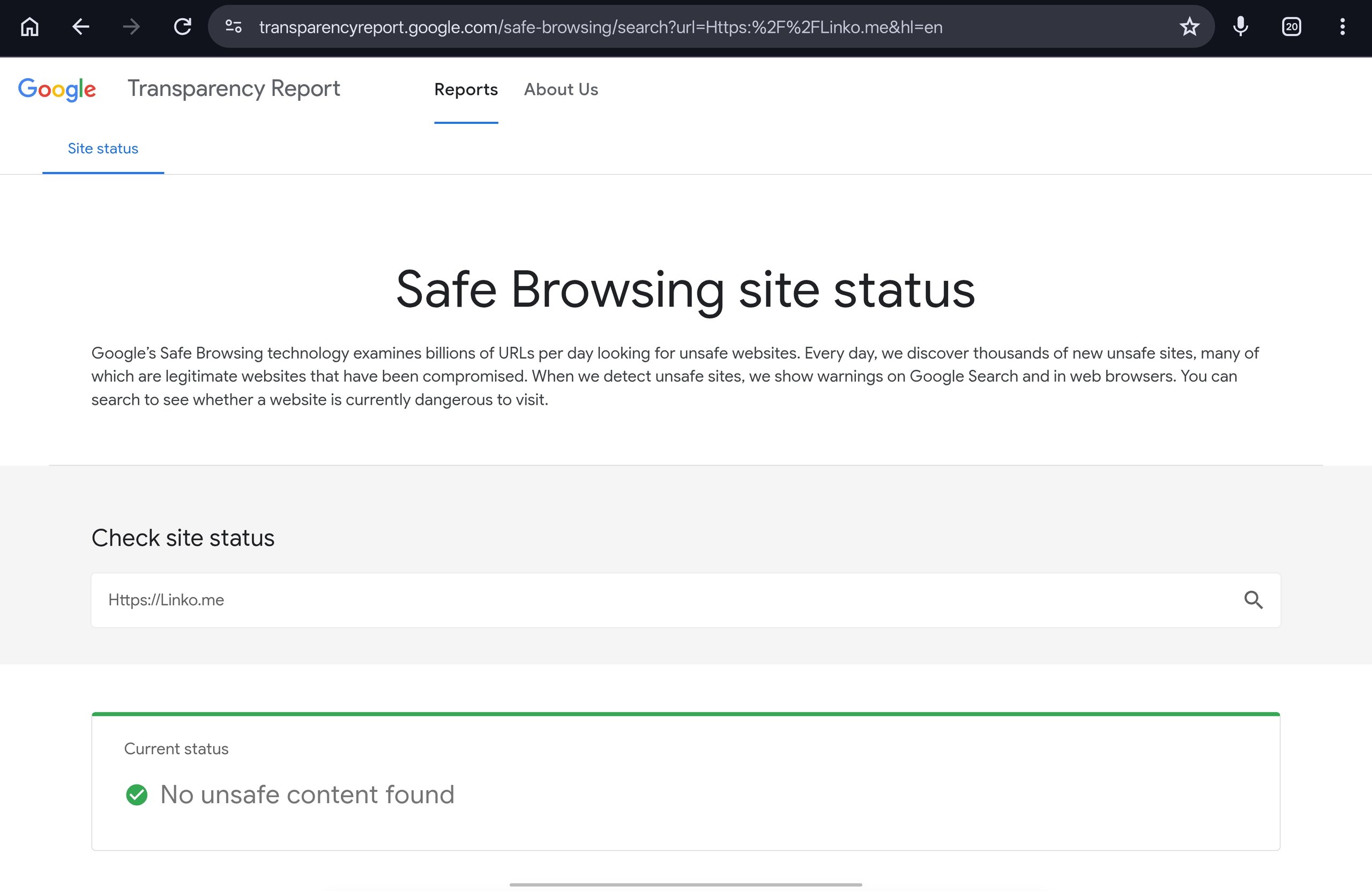 Instagram Bio Link Not Working? How to Fix It 5 Google Safe Browsing Site Status tool