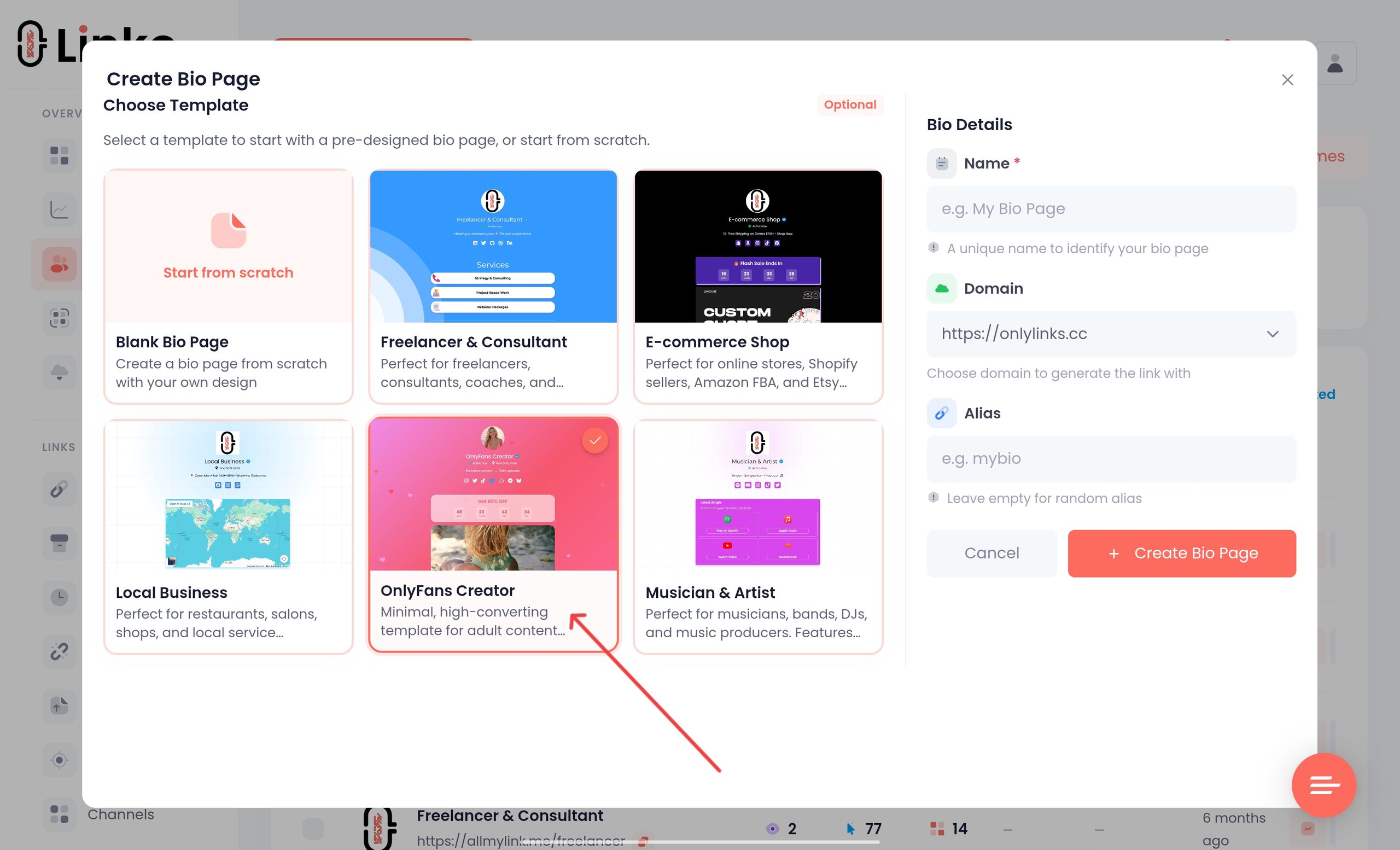 OnlyFans Landing Page: What to Include for More Conversions 11 Linko bio page template