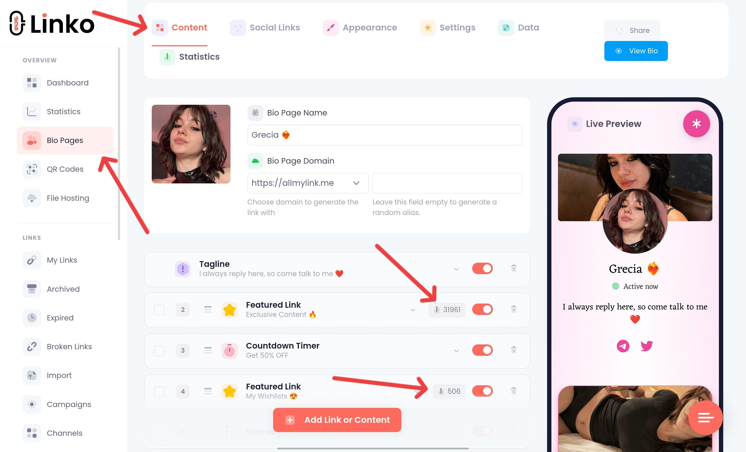 OnlyFans Landing Page: What to Include for More Conversions 14 Linko per-widget stats