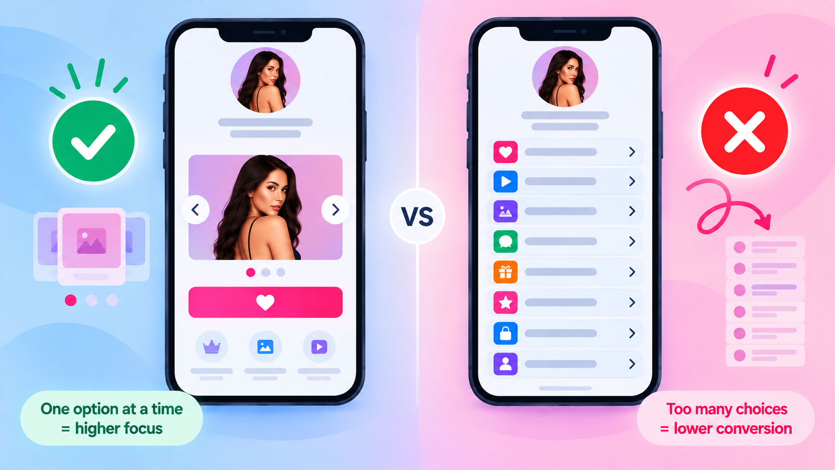OnlyFans Landing Page: What to Include for More Conversions 10 Comparison of a slider style layout showing one option at a time against a long vertical link list.